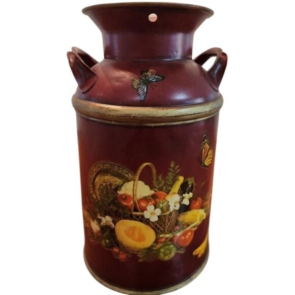 Vintage Farmhouse Milk Jug Jardinaire Vase Umbrella Stand Floral Rustic Decor - Picture 2 of 16